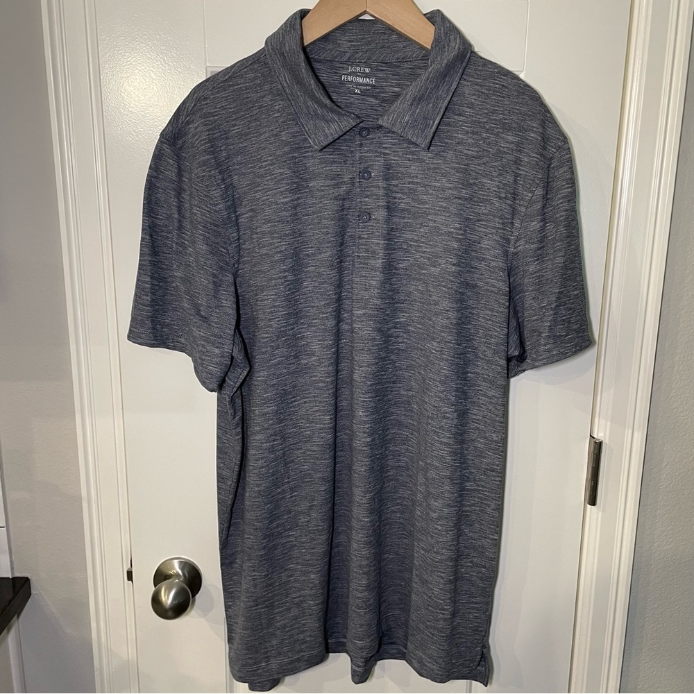 J Crew Men’s Performance Polo - Heathered Gray, Size XL
